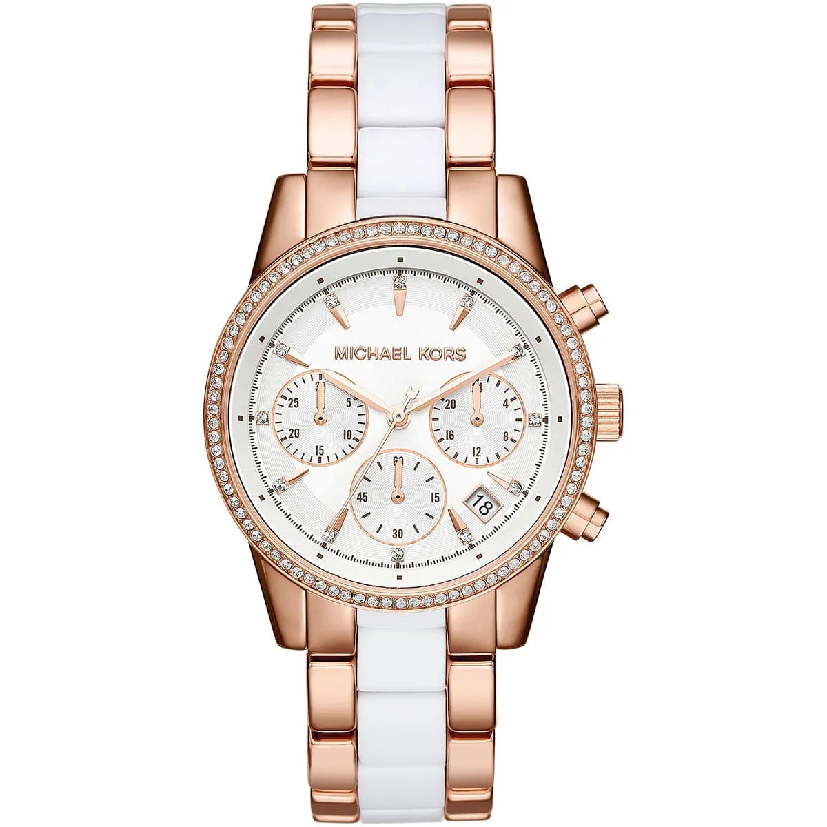 Michael Kors Ritz Chronograph White Dial Rose Gold and Acetate Watch - MK6324
