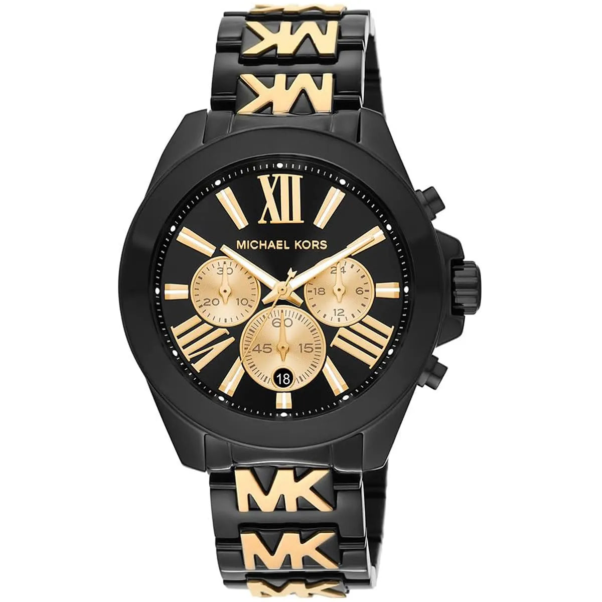 Michael Kors Wren MK6978 women's watch with two-tone metal bracelet and black chronograph dial