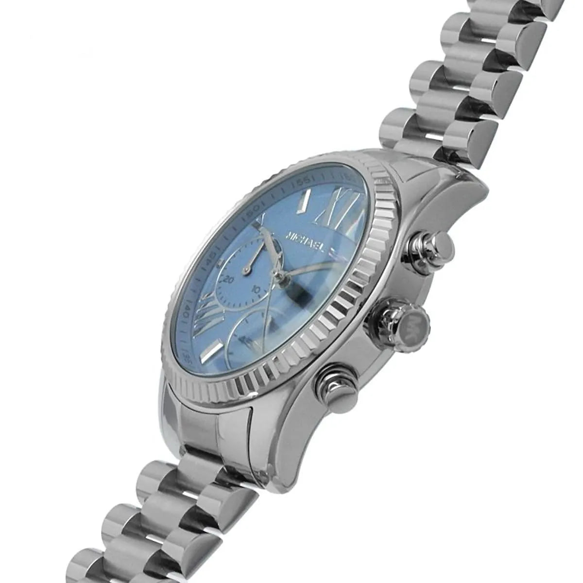 Michael Kors Lexington Chronograph Chambray Blue Dial Silver Watch - MK7215