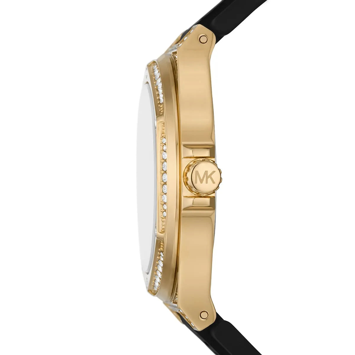 Michael Kors Lennox Baguette stone-set Dial Black Silicone Strap Women's Watch - MK7247