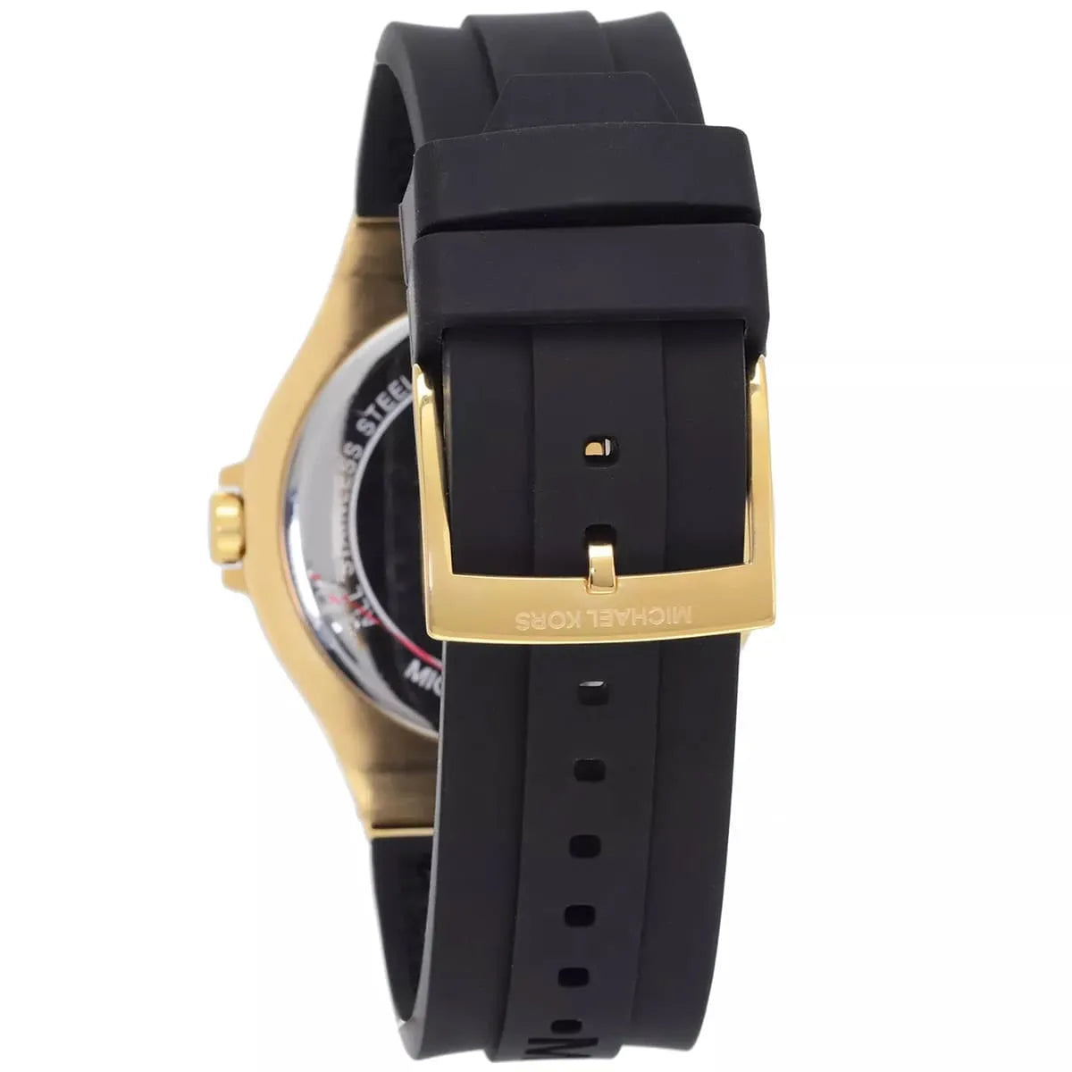 Michael Kors Lennox Baguette stone-set Dial Black Silicone Strap Women's Watch - MK7247