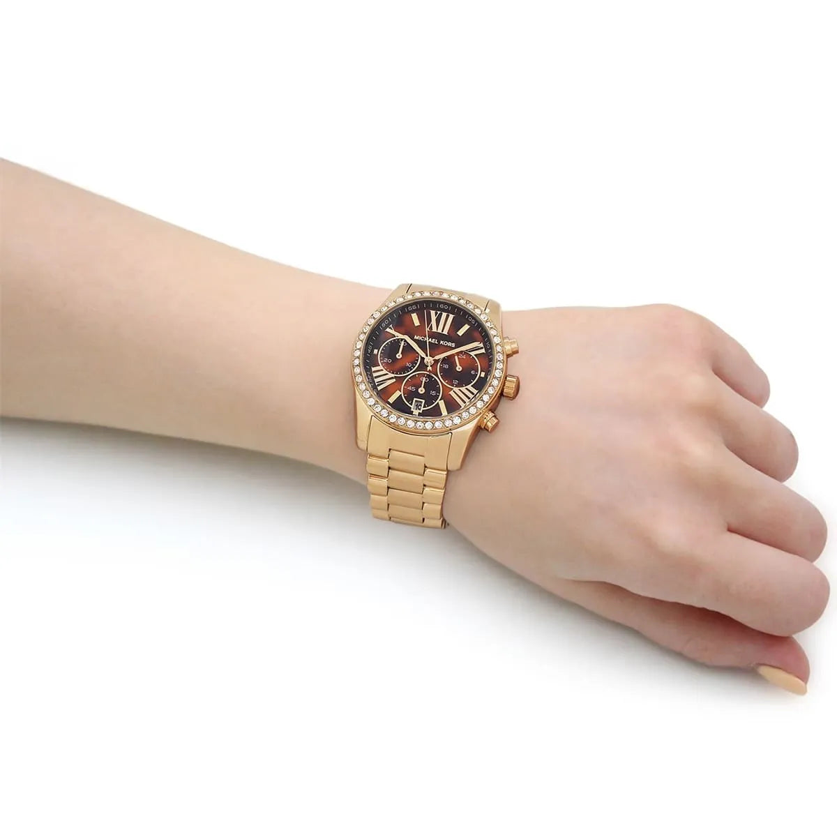 Michael Kors Lexington Pave Chronograph Quartz Brown Dial Ladies Watch MK7276