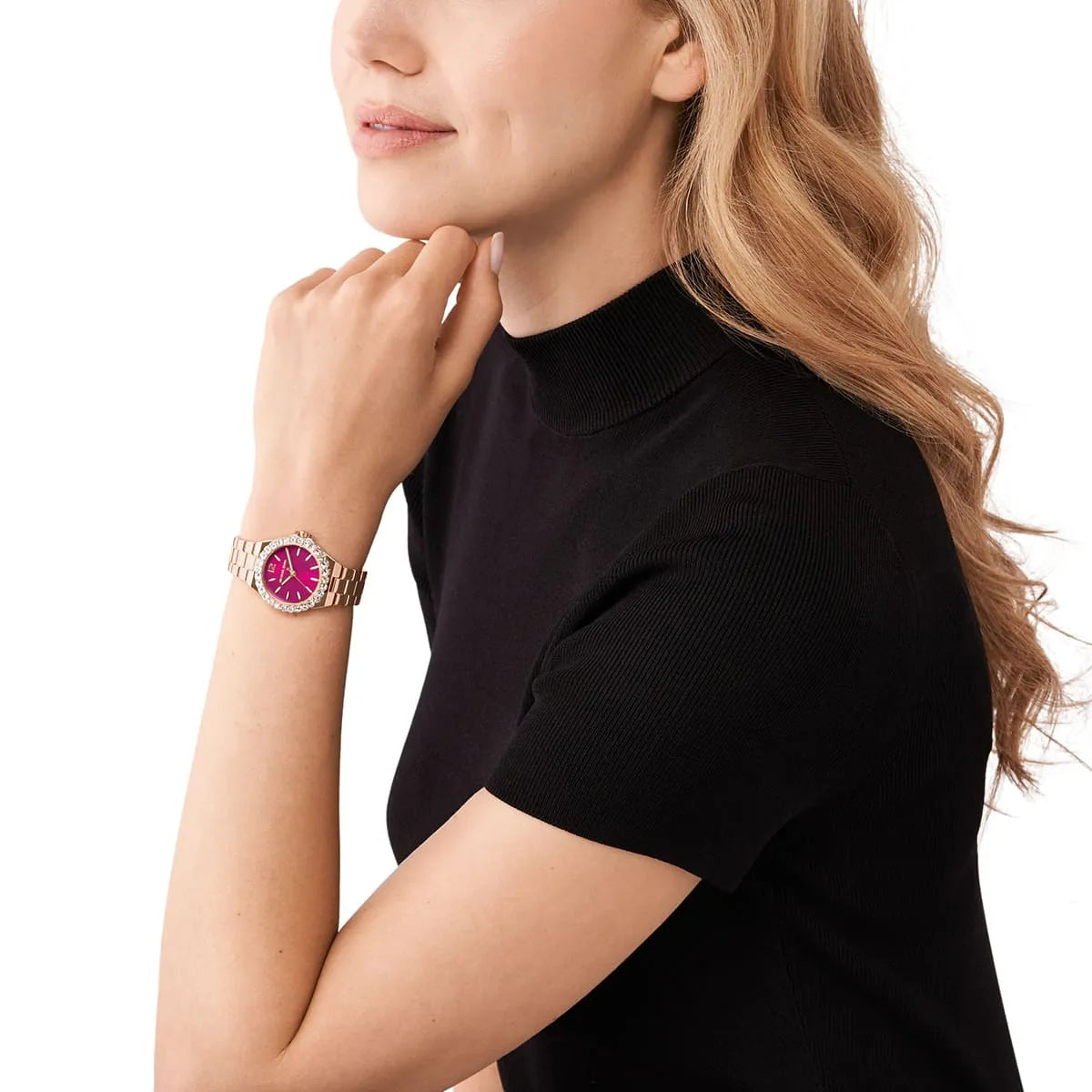 Michael Kors Mini Lennox Pink Dial Rose-gold Women's Watch - MK7396