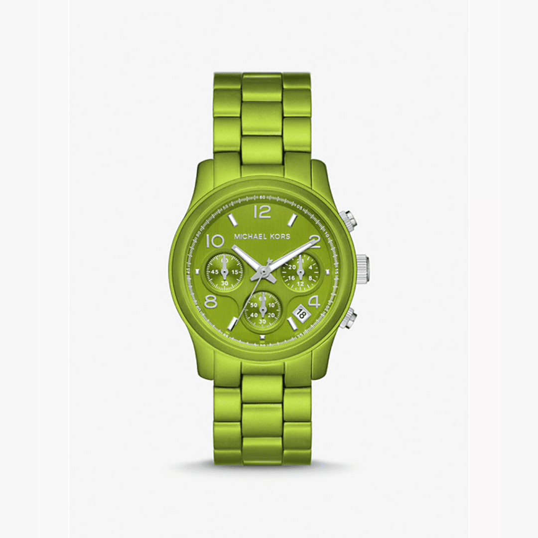Michael Kors MK7480LE Runway Limited Edition green dial stainless steel chronograph watch