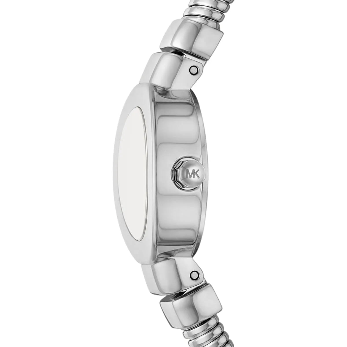 Michael Kors Gramercy watch side profile with MK logo on case