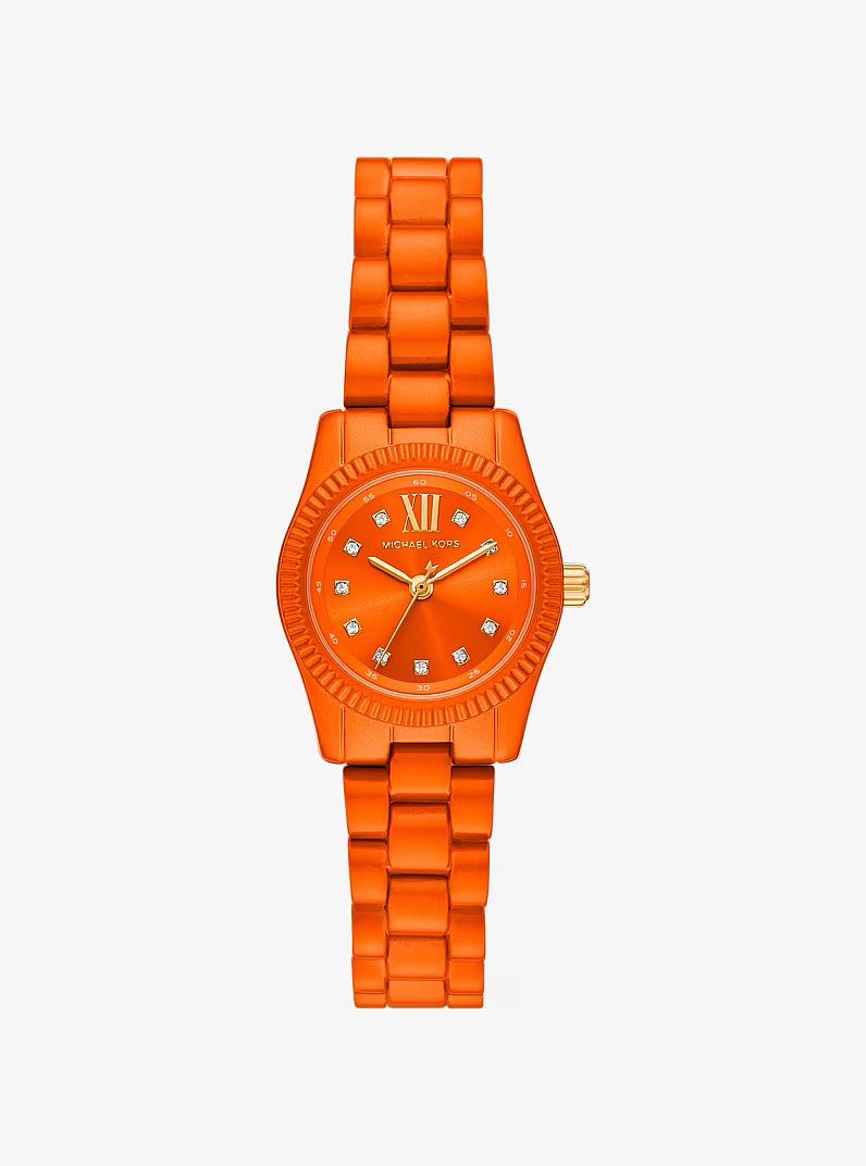 Michael Kors Lexington orange-tone women's watch with roman numeral dial and orange bracelet