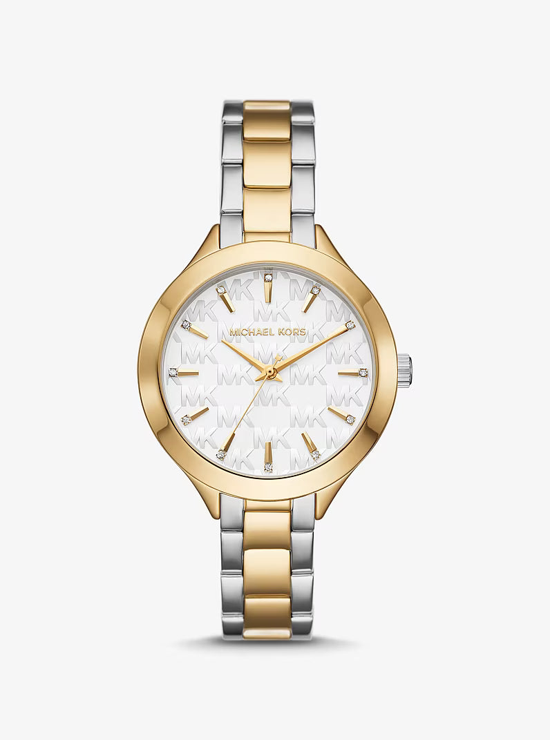 Michael Kors two-tone women's watch MKO1058 with white dial and gold-silver bracelet