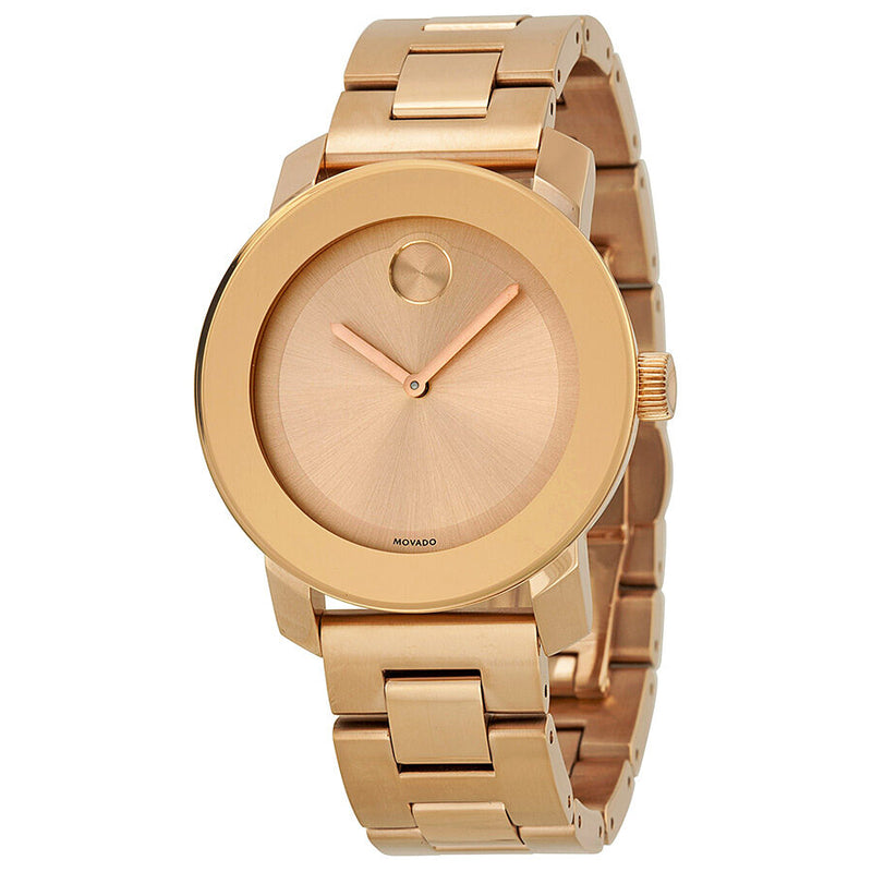 Movado Bold rose gold-tone unisex watch with rose dial and matching bracelet