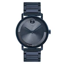 Movado Bold blue ion plated stainless steel men's watch with matching bracelet