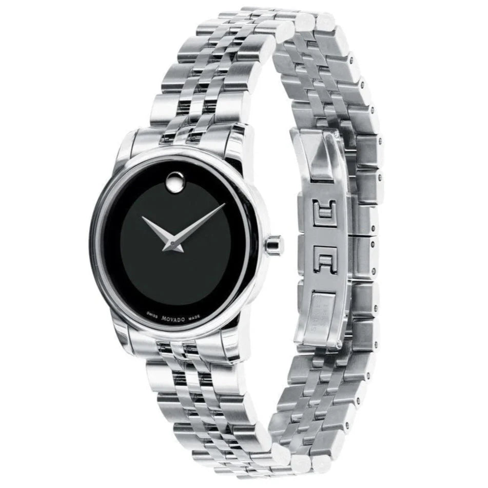 Movado Museum Classic 0606505 angled view showing bracelet and case design