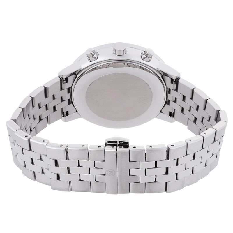 Movado Museum Classic caseback showing stainless steel case and bracelet clasp