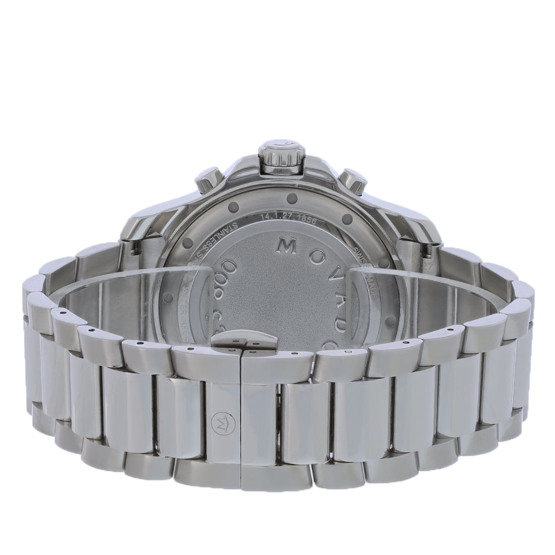 Movado Series 800 2600179 case back view displaying stainless steel back plate