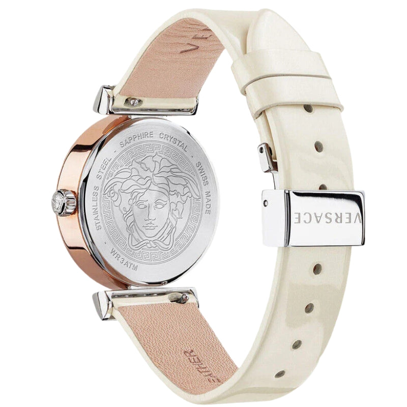 Versace Meander White Leather Strap Women's Watch - VELW00120