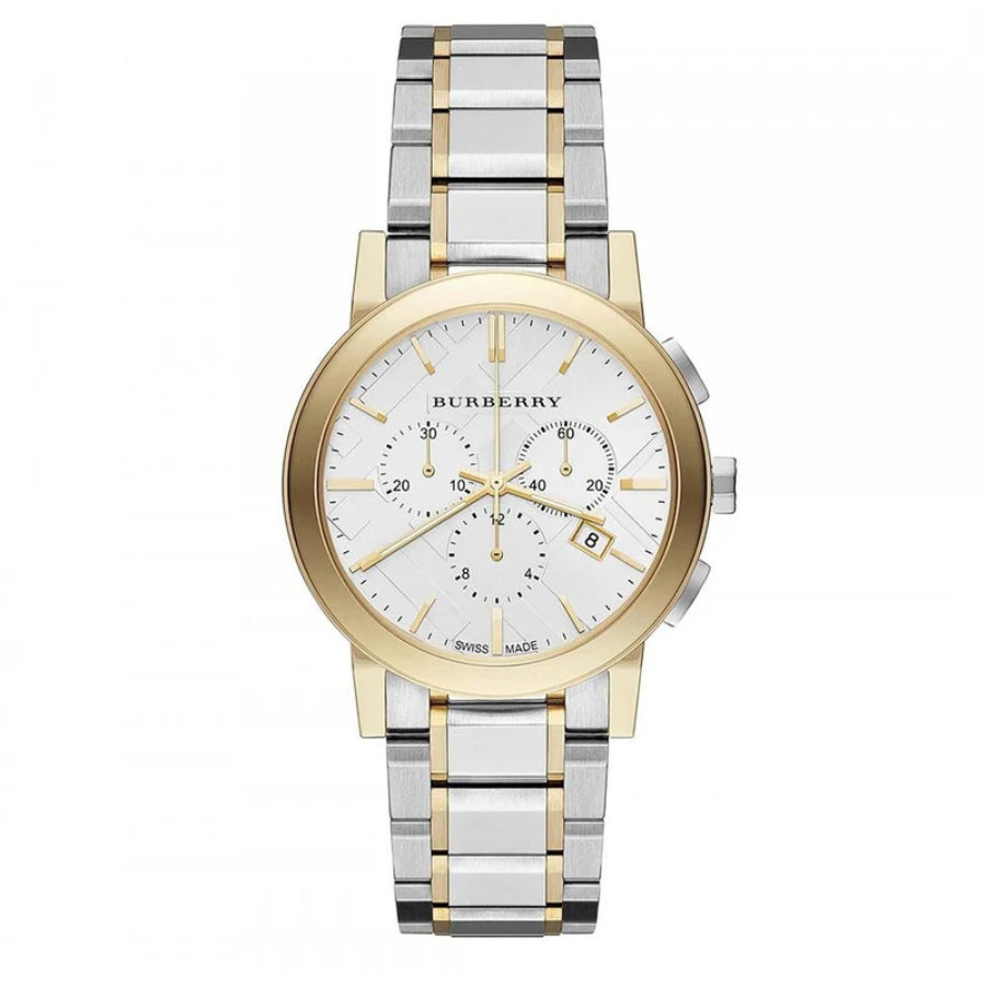 Burberry The City Two-Tone Chronograph Silver Dial Silver & Rose Gold Steel Unisex Watch BU9751