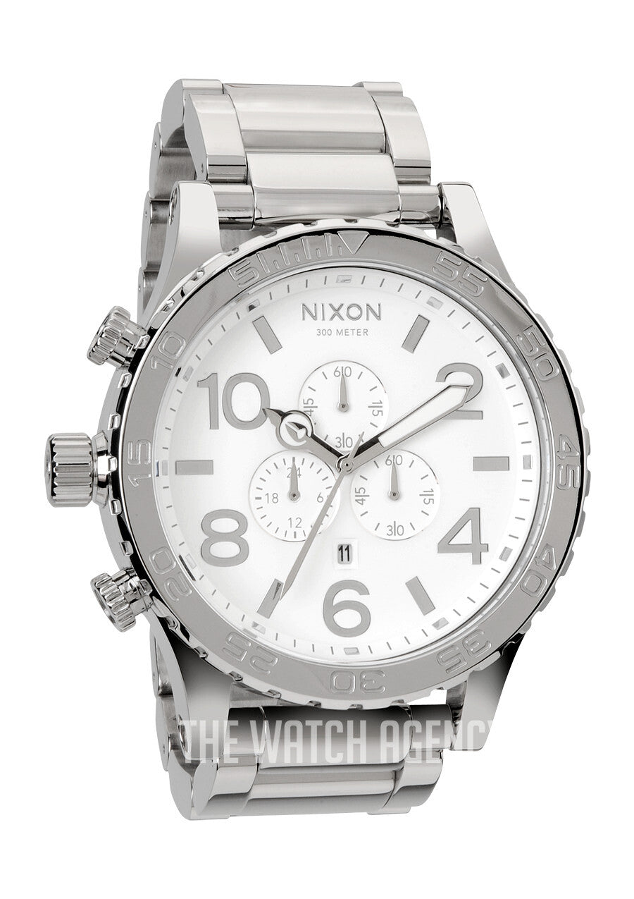Nixon High Polish White Dial Chronograph 300M A083-488-00 Men's Watch A083-488 - Image 1
