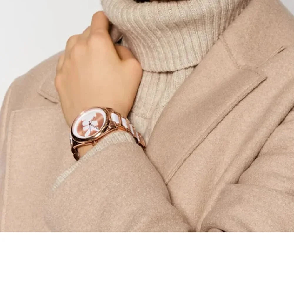 Michael Kors Janelle Three-Hand Rose Gold White Acetate Watch - MK7134