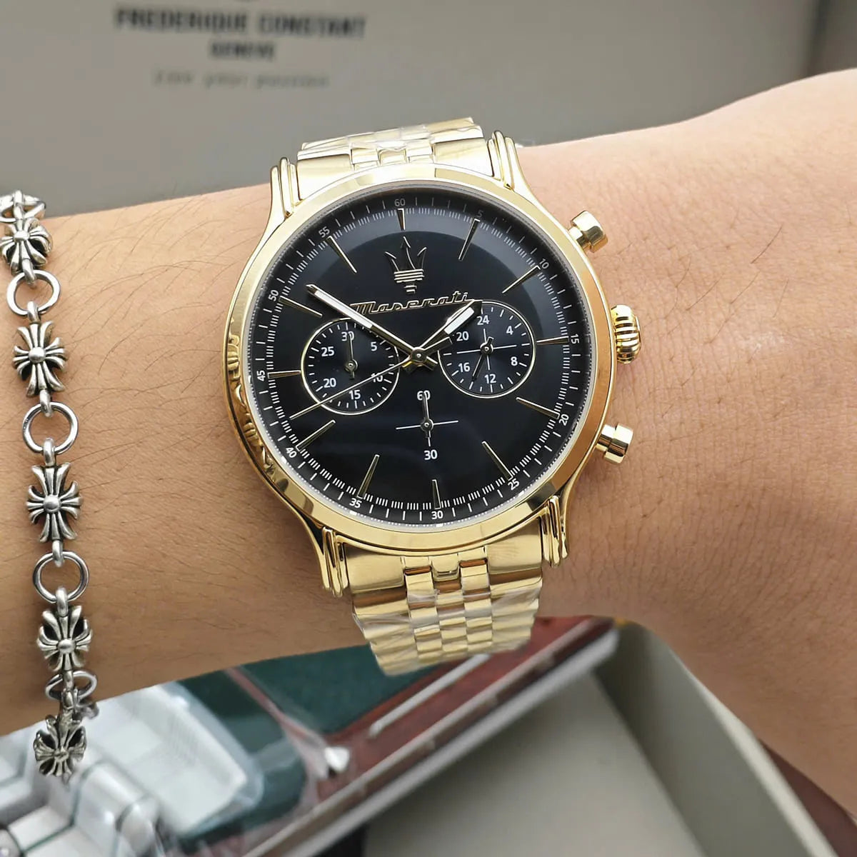 Maserati Epoca Gold Tone Chronograph Black Dial Quartz R8873618023 100M Men's Watch R8873618023 - Image 7