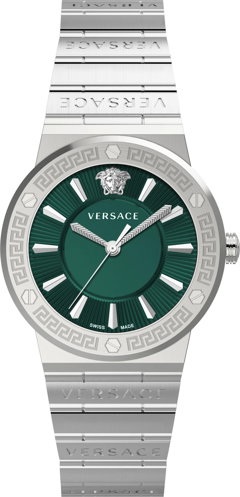 Versace Greca Silver Green Dial Women's Watch VEVH00920