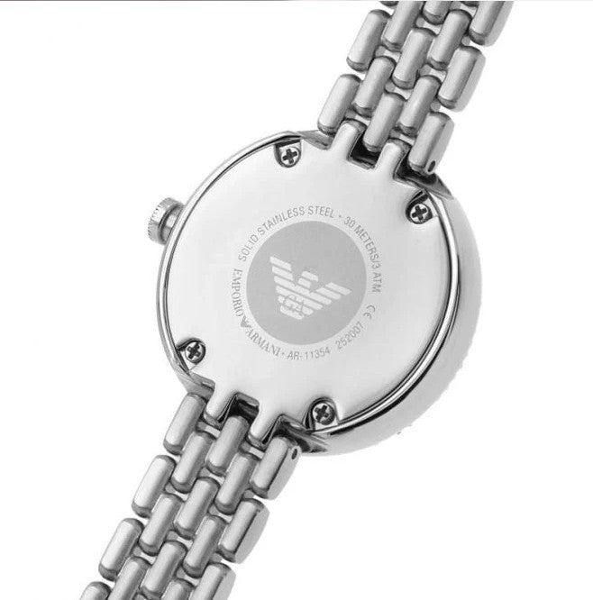 Emporio Armani Gianni MOP Dial Silver Steel Strap Watch For Women AR1961