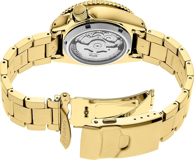 Caseback of Seiko 5 Sports SRPK20 showing automatic movement through display case