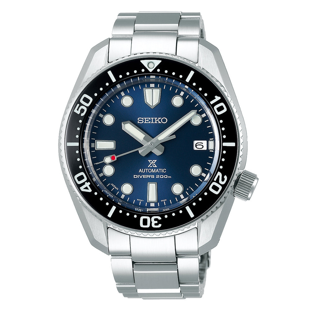 Seiko SPB187J1 silver men's automatic diver watch with blue dial and stainless steel bracelet