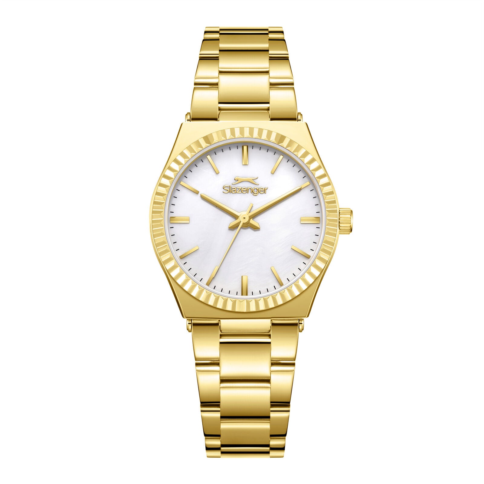 Slazenger Fashion gold watch with white mother-of-pearl dial and gold-tone bracelet