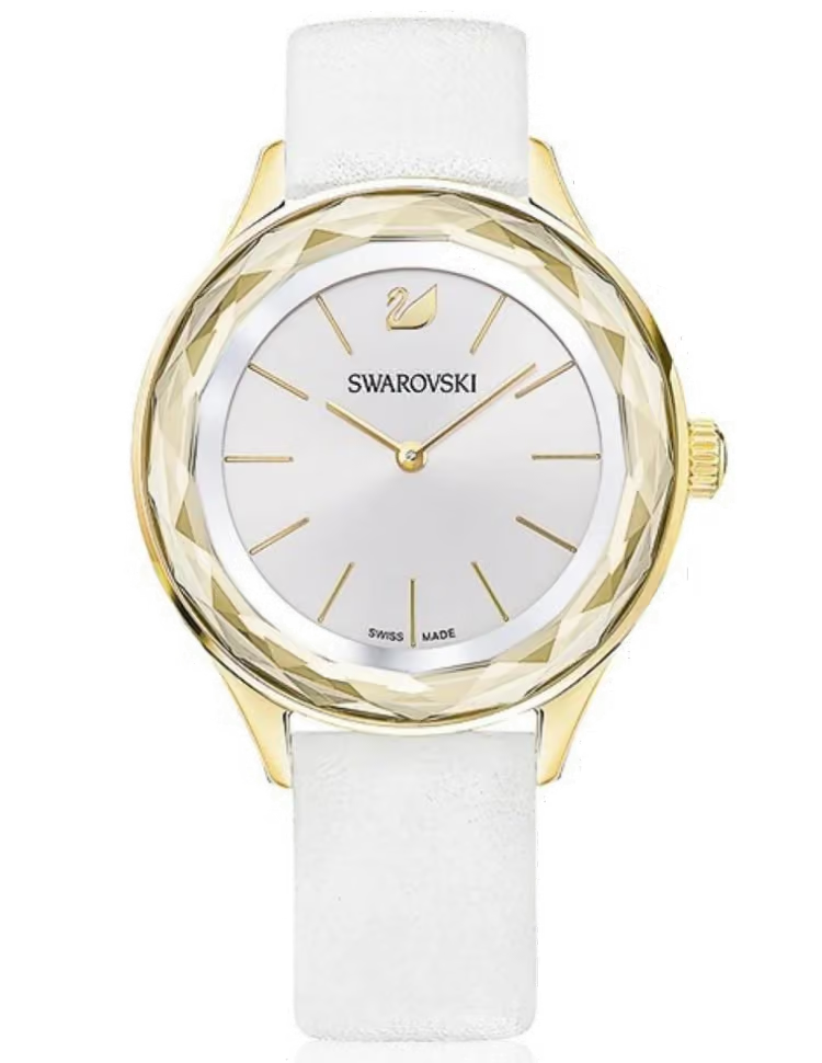 Swarovski Octea Nova Quartz White Dial White Leather Strap Women's Watch 5295337