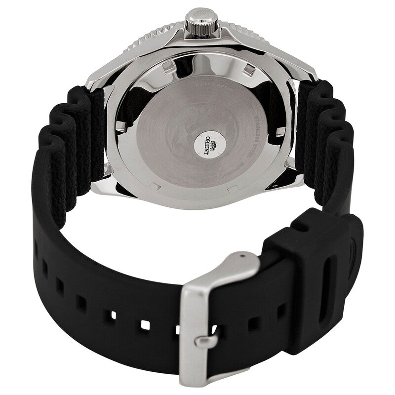 Caseback view of Swarovski Crystalline Oval White Bracelet Watch with black strap
