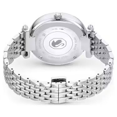 Caseback view of Swarovski Crystalline Wonder watch showing Swarovski logo