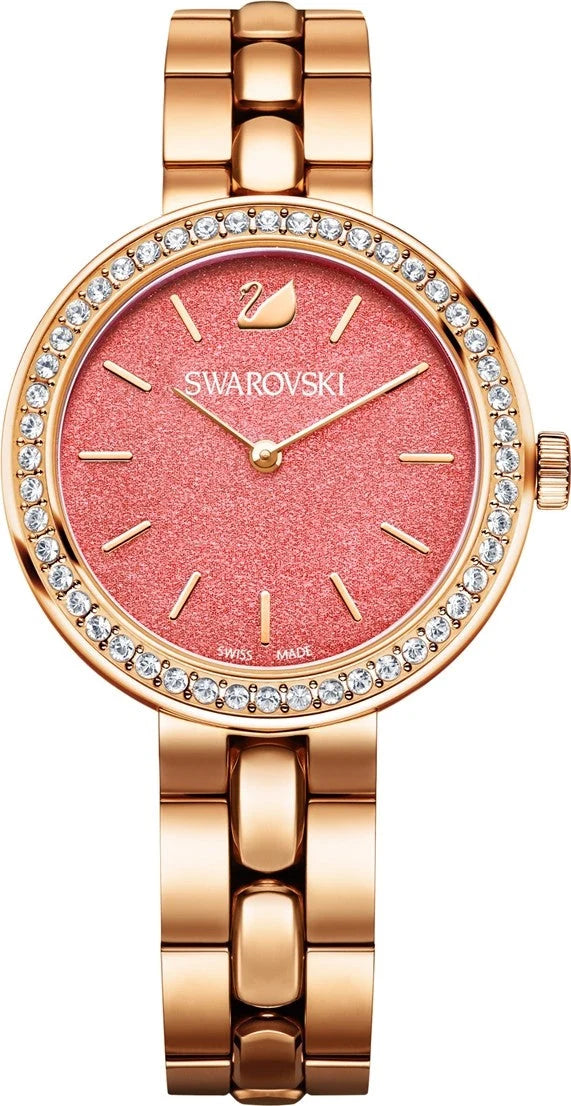 Swarovski City Crystal Coral Dial Rose Gold Steel Strap Women's Watch 5182250