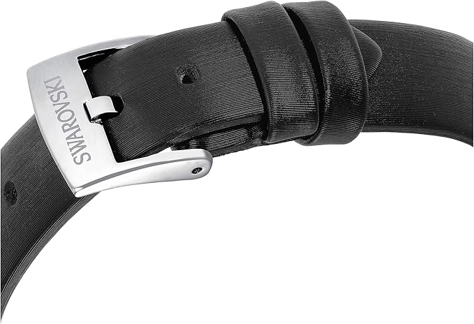 Swarovski Matrix Tennis black leather strap with stainless steel buckle detail