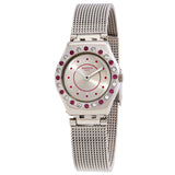 Swatch Meche Rose Quartz Crystal Silver Dial Ladies Watch YSS319M - The Watches Men & Co