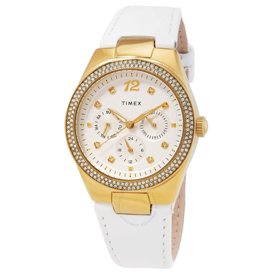 Timex Simone Multifunction Quartz Crystal White Dial Ladies Watch TW2V80500VQ - The Watches Men & Co
