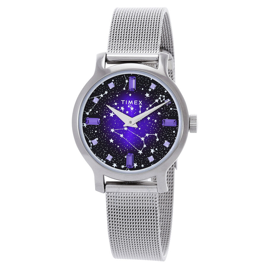 Timex Transcend Celestial Quartz Crystal Purple Dial Ladies Watch TW2V52000 - The Watches Men & Co