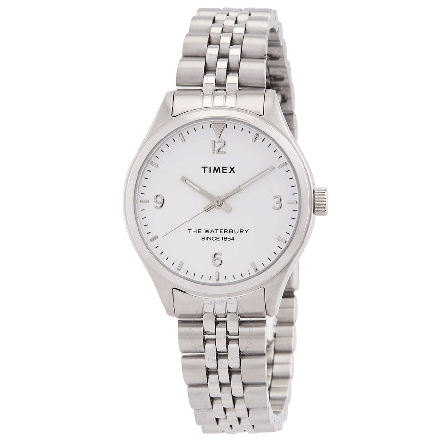 Timex Waterbury Traditional Quartz White Dial Ladies Watch TW2R69400 - The Watches Men & Co