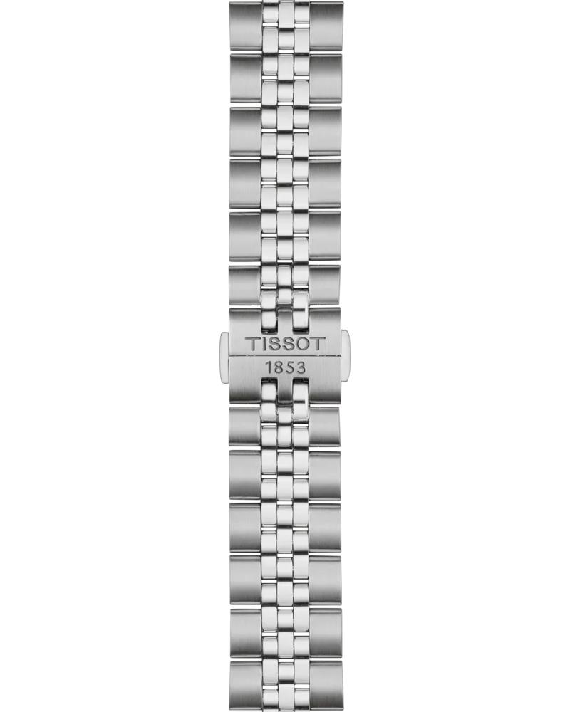 Tissot Ballade stainless steel bracelet with Tissot and 1853 branding on clasp