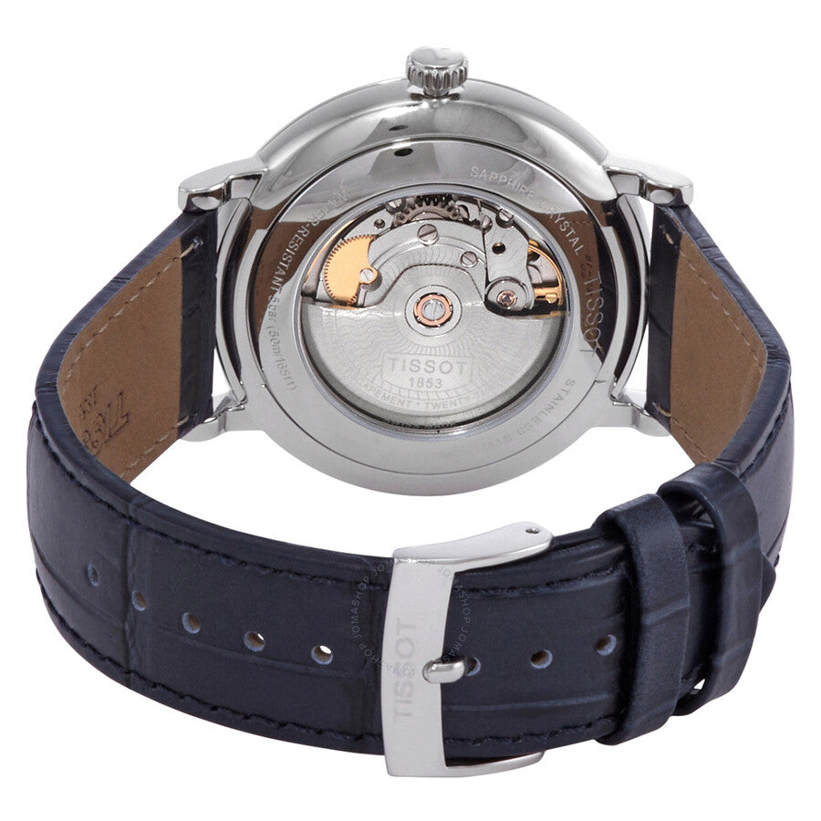 Tissot Carson Automatic caseback showing Powermatic 80 movement and transparent exhibition back