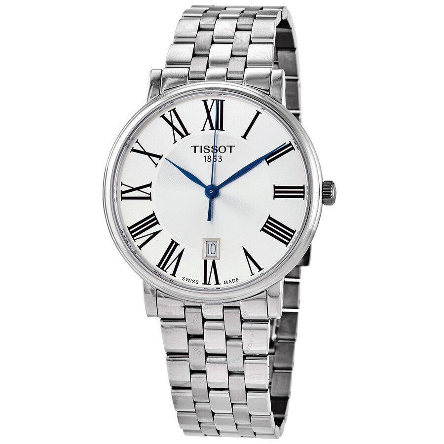 Tissot Carson Premium quartz watch with silver dial and steel bracelet