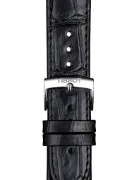 Tissot Carson Premium black crocodile leather strap with folding clasp