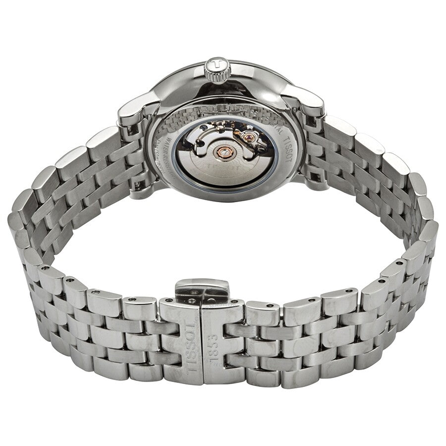 Tissot Carson caseback revealing visible automatic movement mechanism