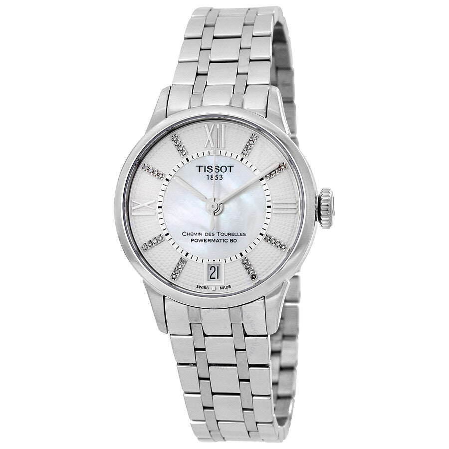 Tissot Chemin Des Tourelles automatic ladies watch with silver-tone stainless steel case and bracelet