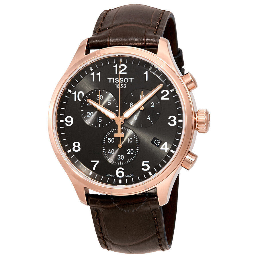 Tissot Chrono Classic XL chronograph with rose gold case and black dial