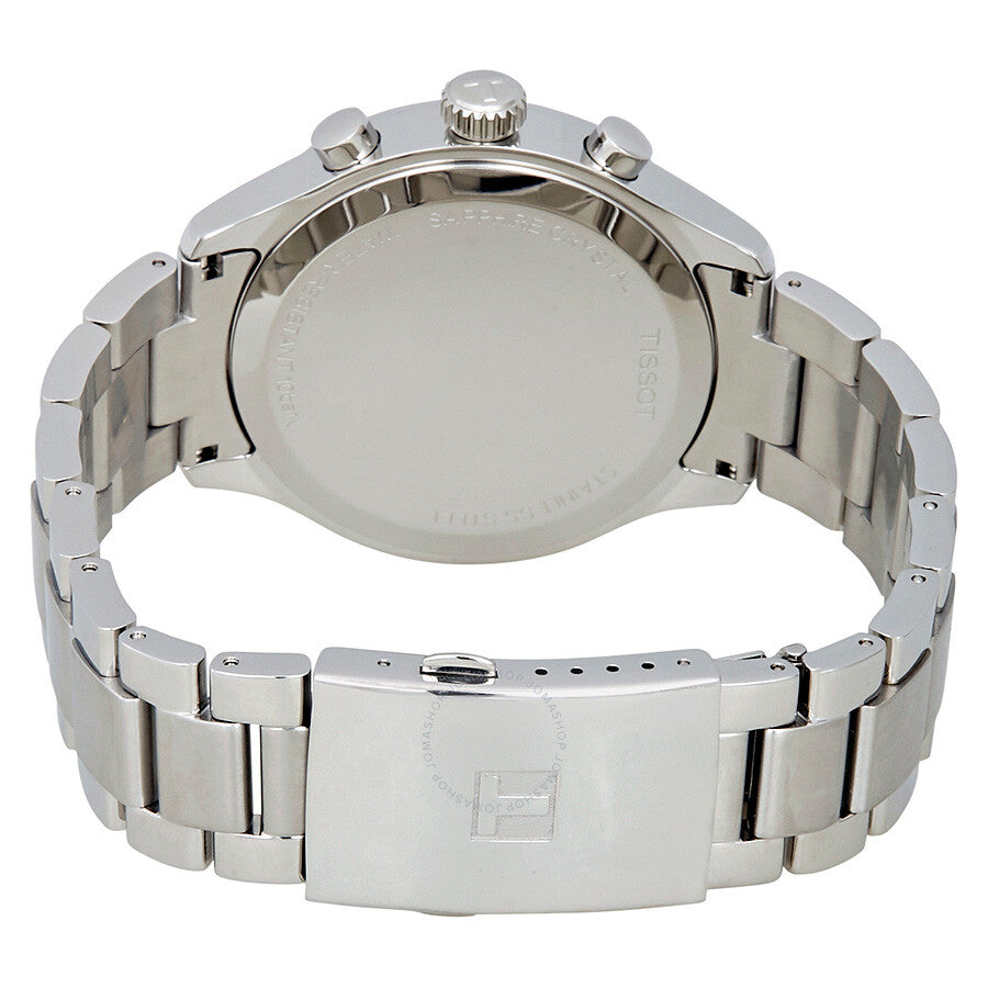 Tissot Chrono XL watch caseback showing stainless steel with engraved branding