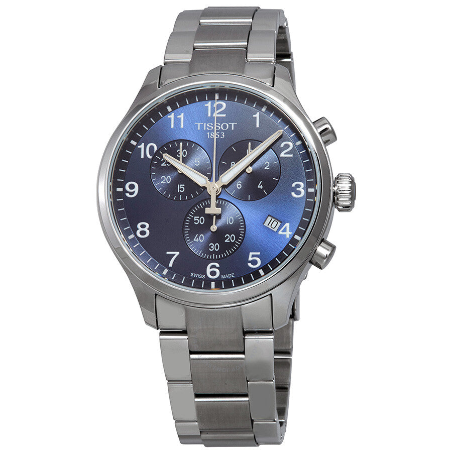 Tissot Chrono XL Classic stainless steel watch with blue dial and chronograph subdials