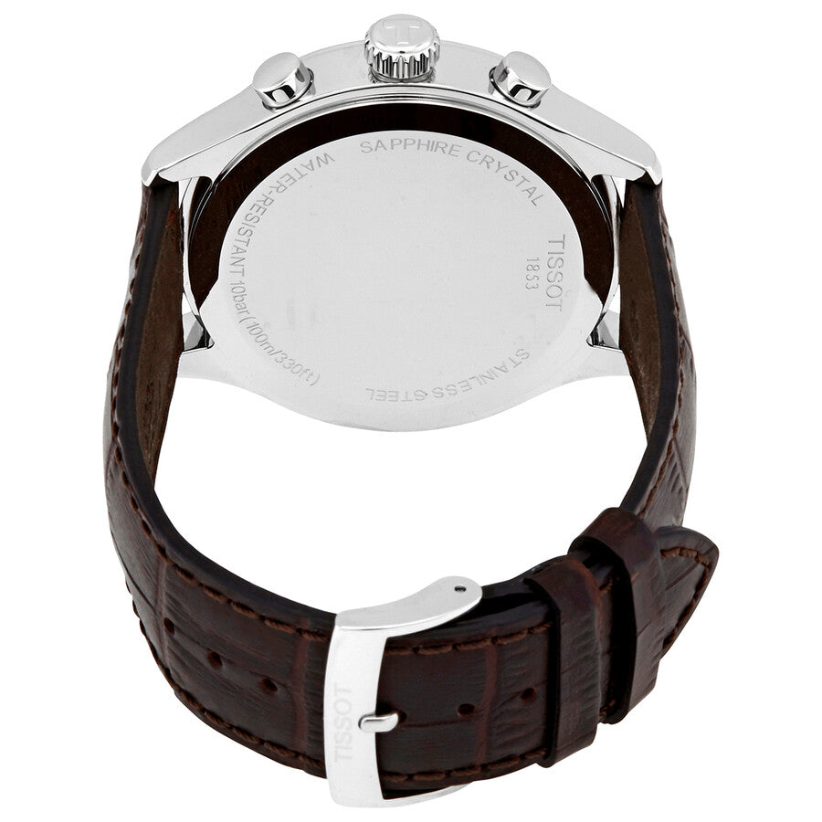 Tissot Chrono XL watch caseback showing sapphire crystal and engraved text