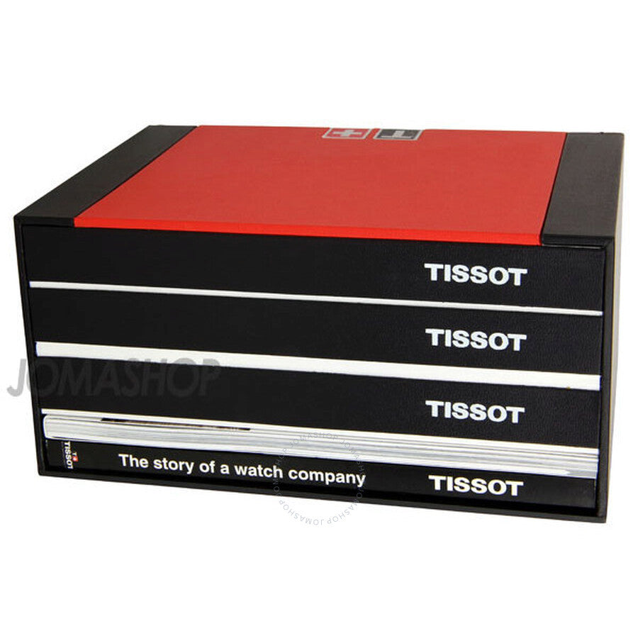 Tissot deluxe watch presentation box set with red lid and multi-compartment storage