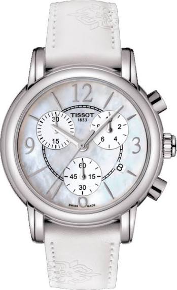 Tissot Dressport Chronograph white dial with white leather strap