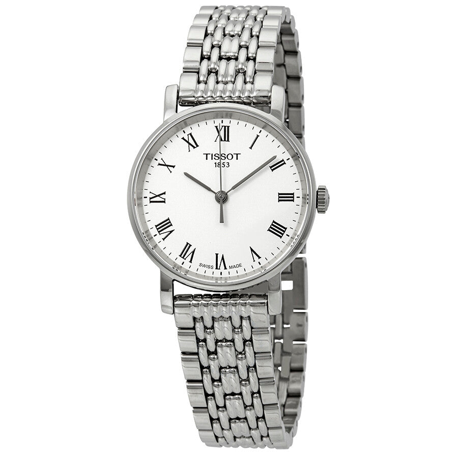 Tissot Everytime Small white dial ladies watch with stainless steel bracelet and Roman numeral markers