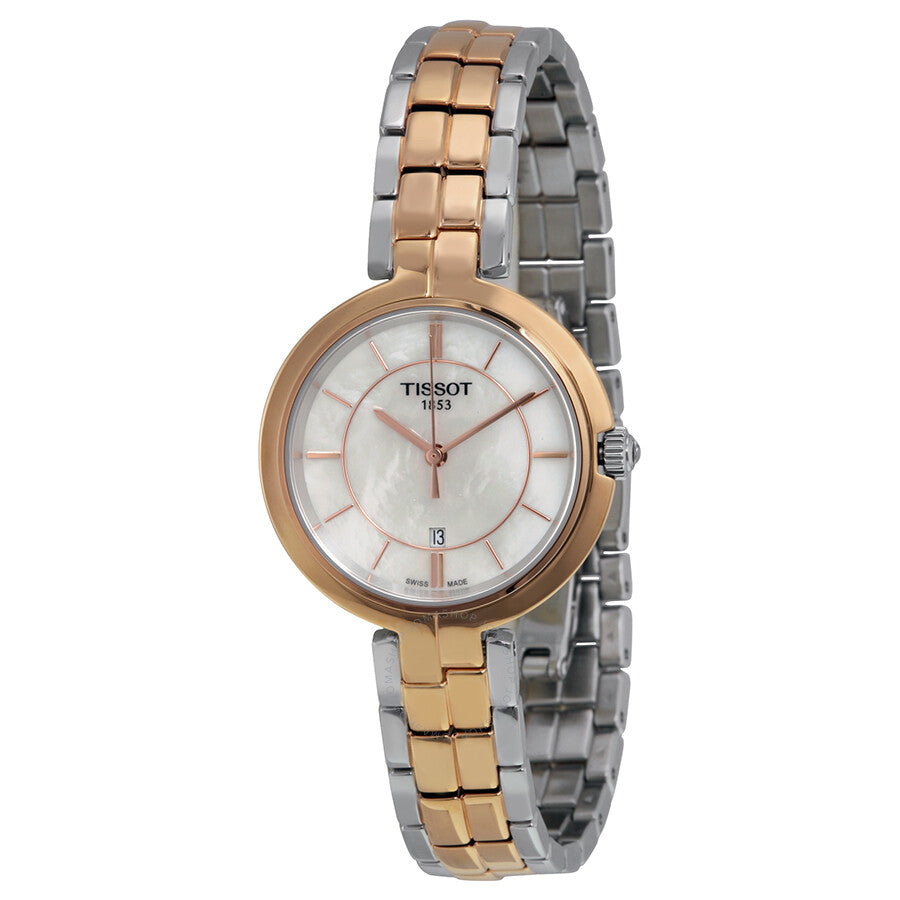 Tissot Flamingo mother of pearl dial ladies watch with two-tone stainless steel bracelet