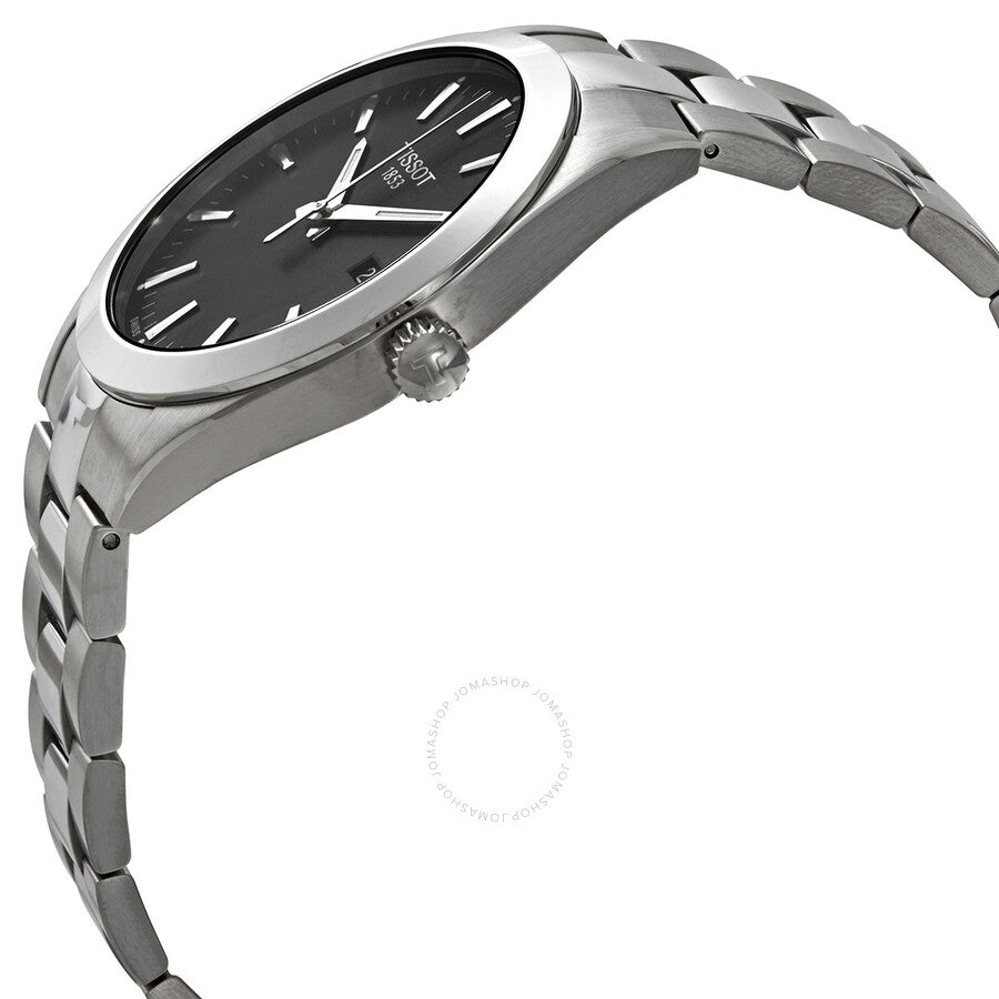 Tissot Gentleman watch side profile showing stainless steel case and bracelet